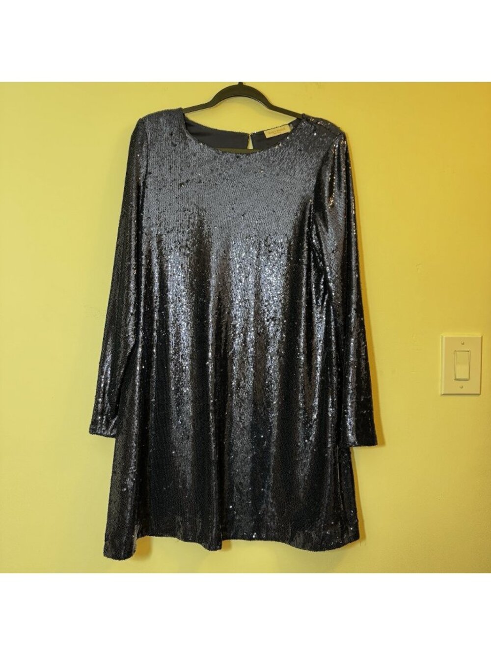 Army Brook Sequin Long Sleeve Dress Size Size 12 Blue Lined Key Hole Back
